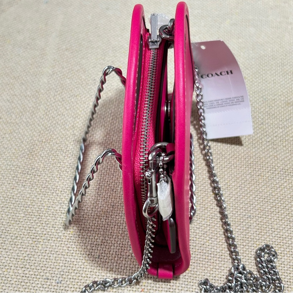Coach Top Handle Card Case Silver Dragonfruit - Picture 7 of 12